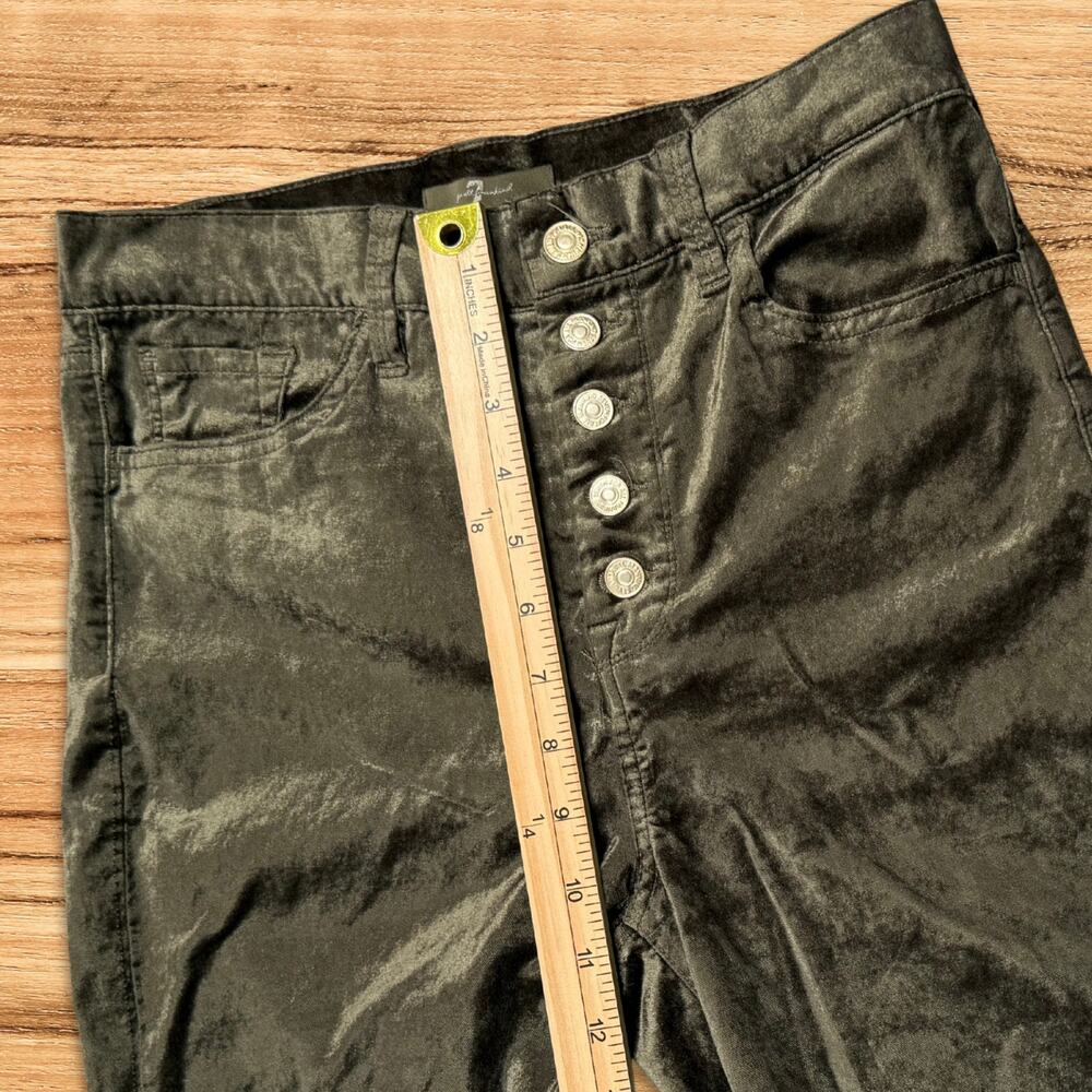 7 For All Mankind High Waist Velvet Ankle Skinny Button Fly Jeans Olive Green 28 - Picture 9 of 11